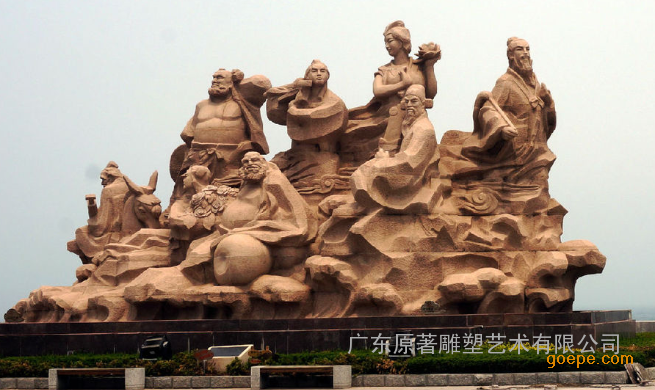 厂家供应石雕八仙过海雕塑广场景观摆件 广东