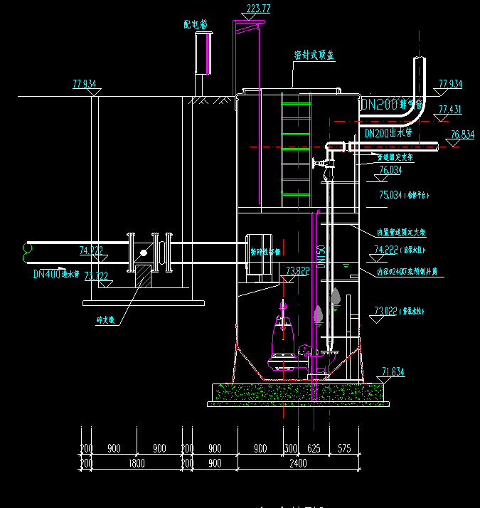 一体化雨水提升泵站cad图纸一体化预制泵站设计cad图纸