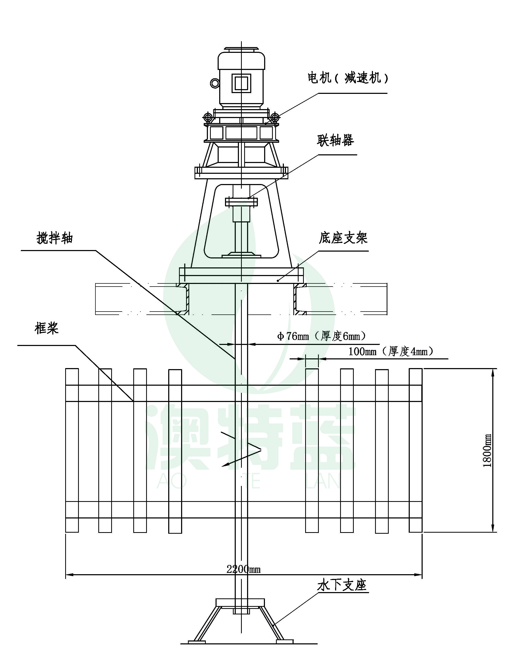 絮凝池框式搅拌机cad结构图