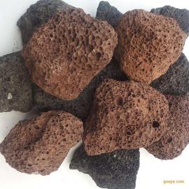 中亚园林用红黑火山石多肉种植用滤料火山石 大块造景火山岩